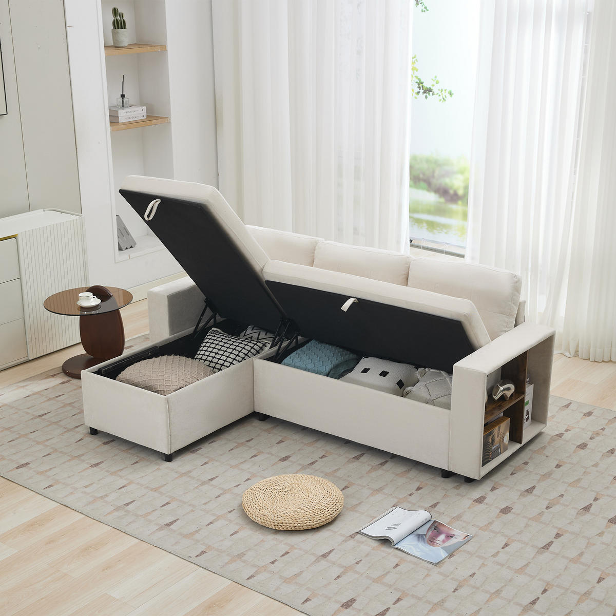 ECKSOFA 202/136/85 cm Beige mit Stauraum - Beige, Textil (202/136cm) - Oxeza