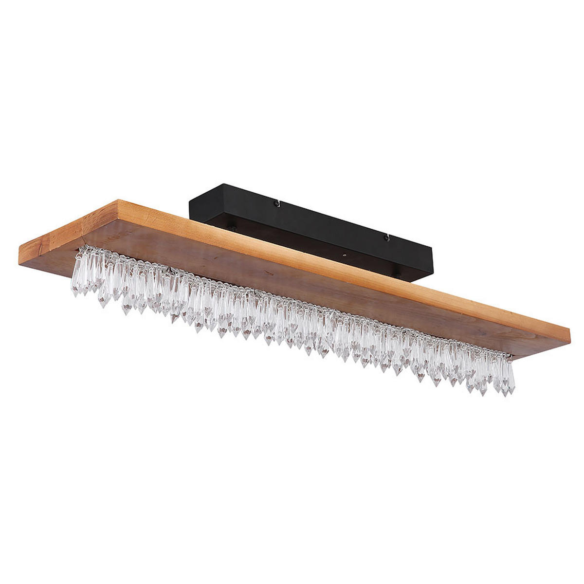 LED DECKENLEUCHTE Holz Braun Kristalldekor - Braun, Holz (80/20/19.5cm) - Globo Lighting