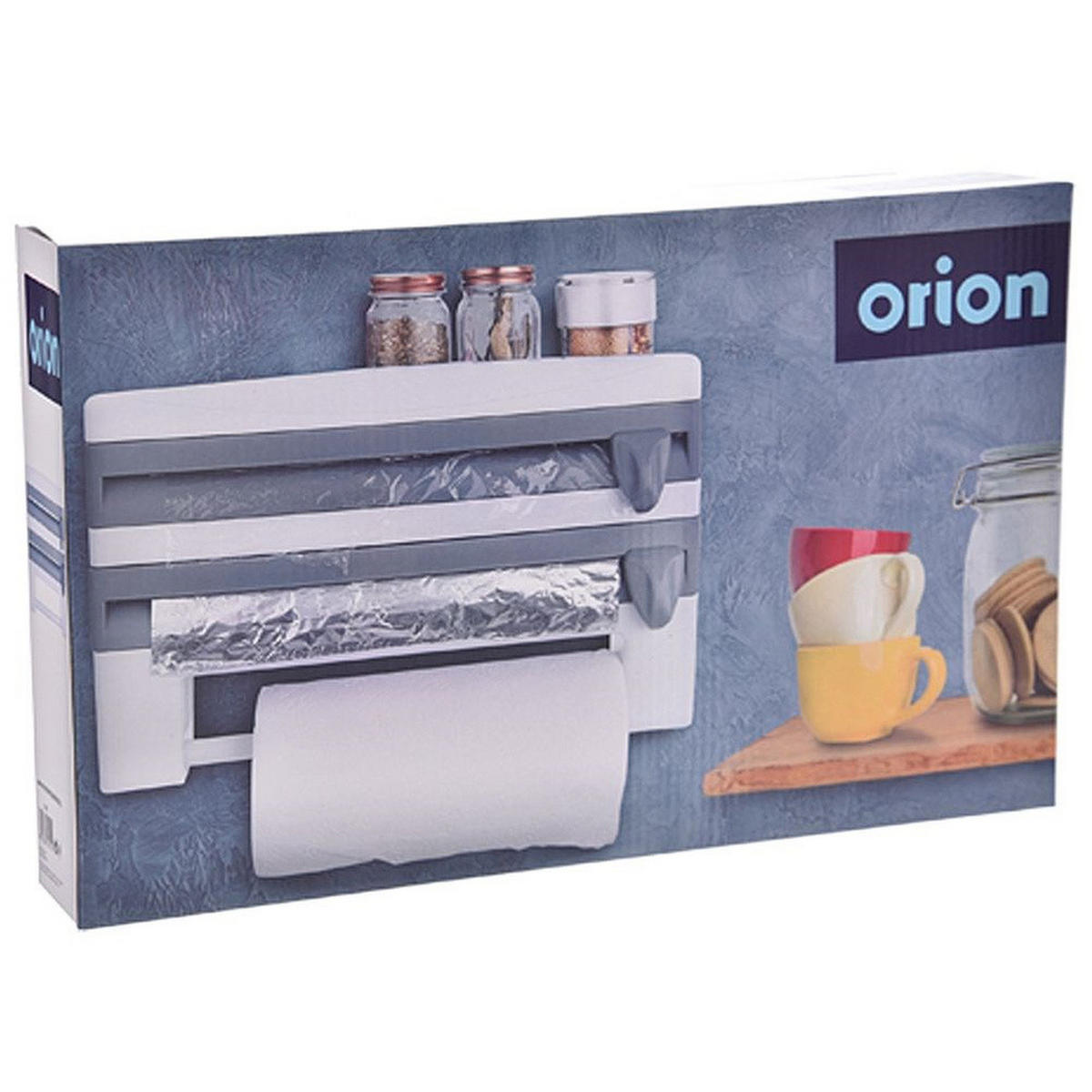 KÜCHENROLLENHALTER 3-in-1 Wandmontage 38 cm Weiß-Grau - Multicolor, Kunststoff (38/25/8cm) - Orion 