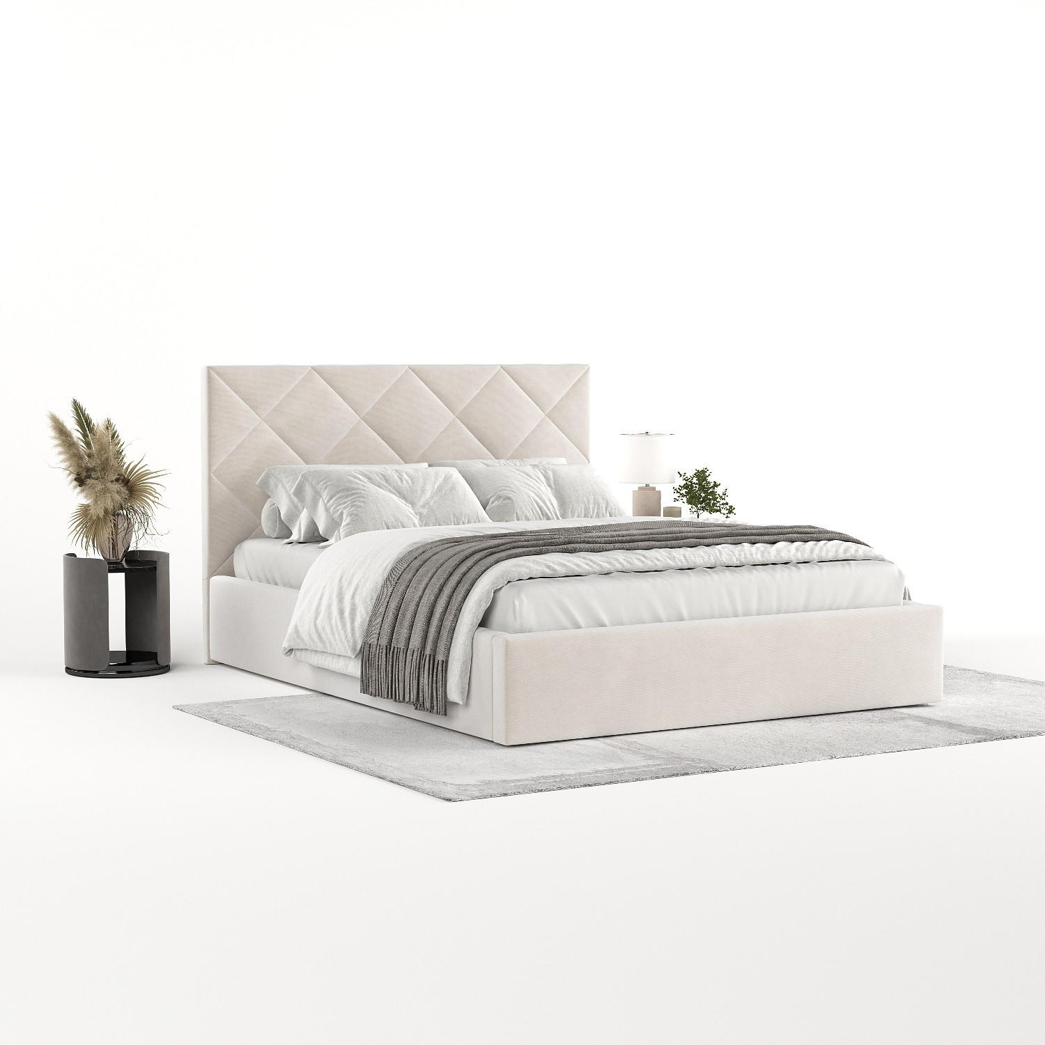 POLSTERBETT Torno 140/200 cm Creme im Paros Stoff - Creme/Schwarz, Holz/Holzwerkstoff (140/200cm) - AltaBeds