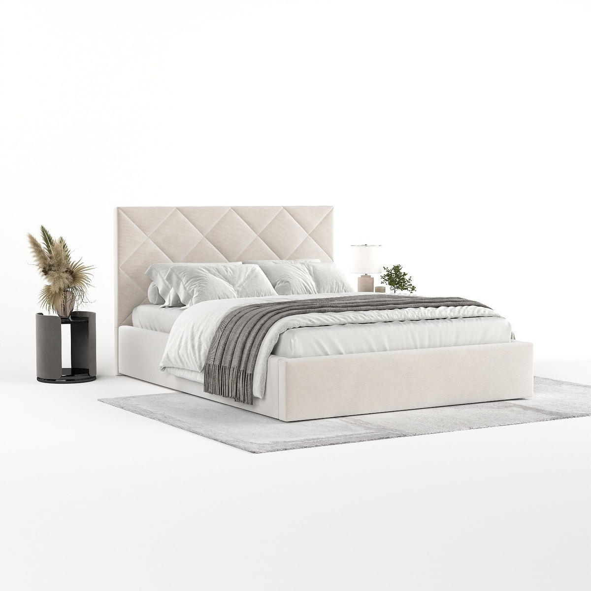 POLSTERBETT Torno 140/200 cm Creme im Paros Stoff - Creme/Schwarz, Holz/Holzwerkstoff (140/200cm) - AltaBeds