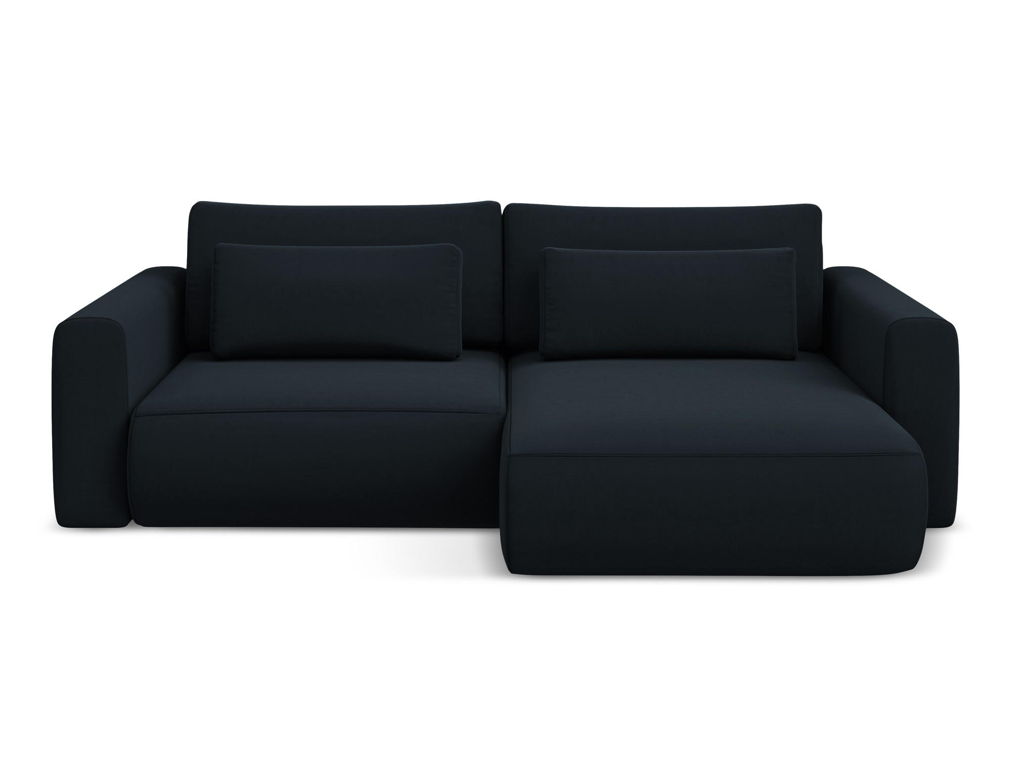 ECKSOFA mit Schlaffunktion Samt Stoff Blau - Blau/Schwarz, Kunststoff/Textil (240/149cm) - Makamii