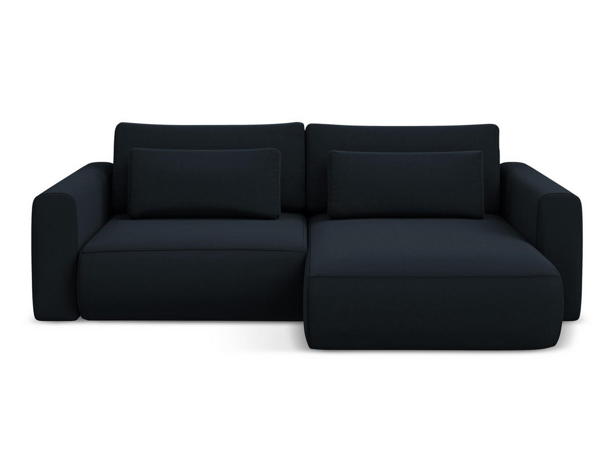 ECKSOFA mit Schlaffunktion Samt Stoff Blau - Blau/Schwarz, Kunststoff/Textil (240/149cm) - Makamii