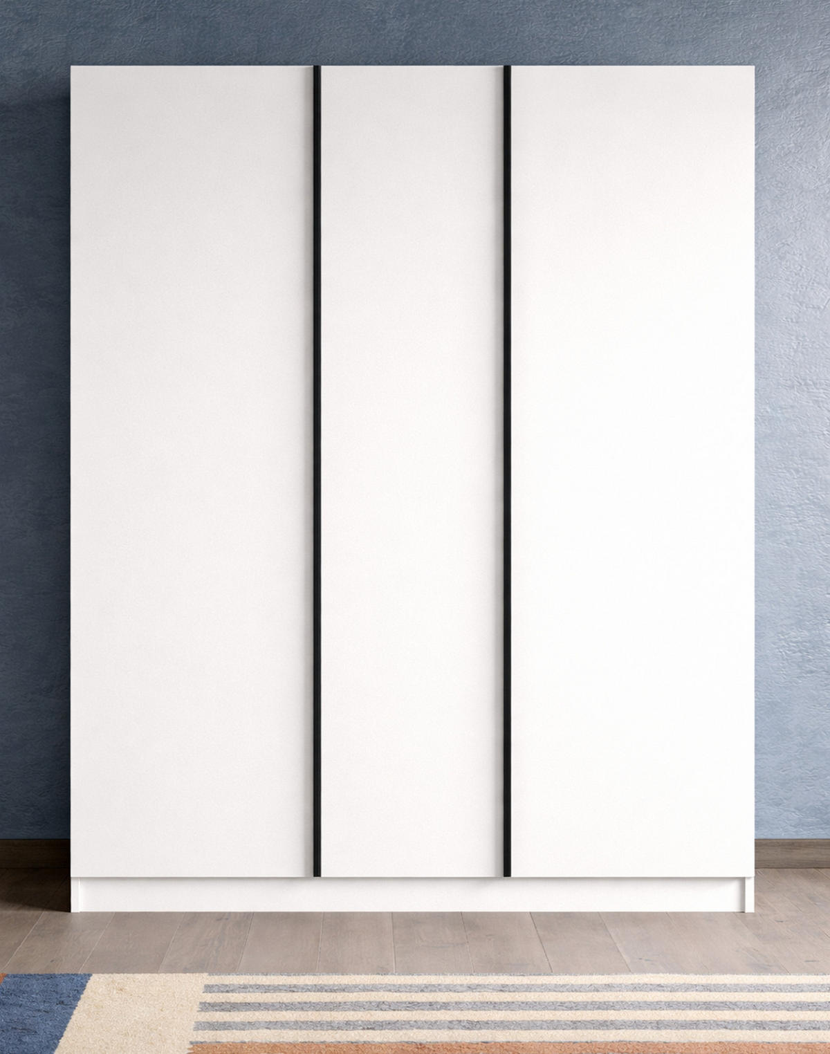 KLEIDERSCHRANK weiß 3-türig 130 x 183 cm, Drehtürenschrank inklusive Kleiderstangen - Schwarz/Weiß, Holzwerkstoff/Kunststoff (130/183/53cm) - Inn.Furn