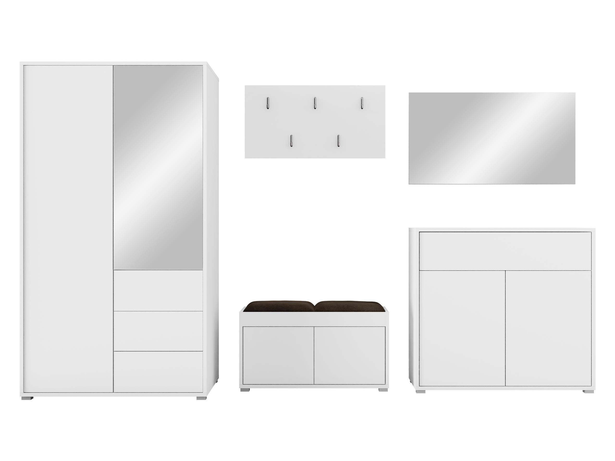 GARDEROBEN-SET Gesita V - Silberfarben/Weiß, Holzwerkstoff/Kunststoff (100/178/59cm) - MIRJAN24