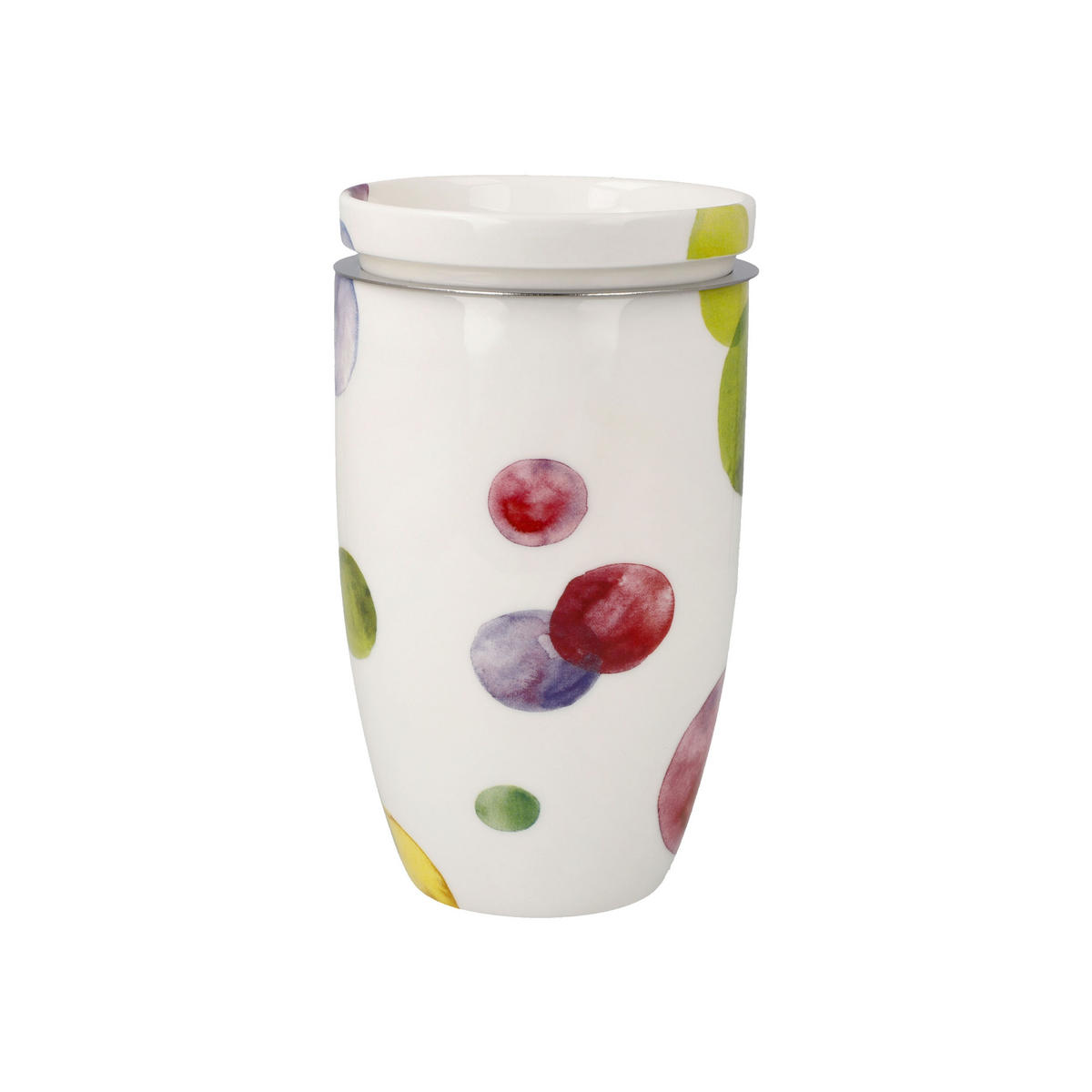 TEETASSE Colori Mix mit Deckel und Sieb, Fine Bone China, Metall, Bunt, 450 ml - Multicolor, Keramik (0.45L) - Goebel