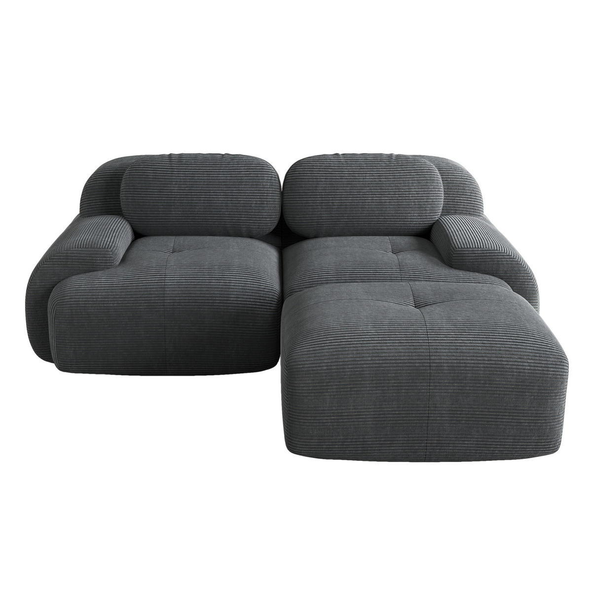 ECKSOFA modular rahmenlos Cord Grey - Grau, Kunststoff (178/208.1cm) - Meubliv