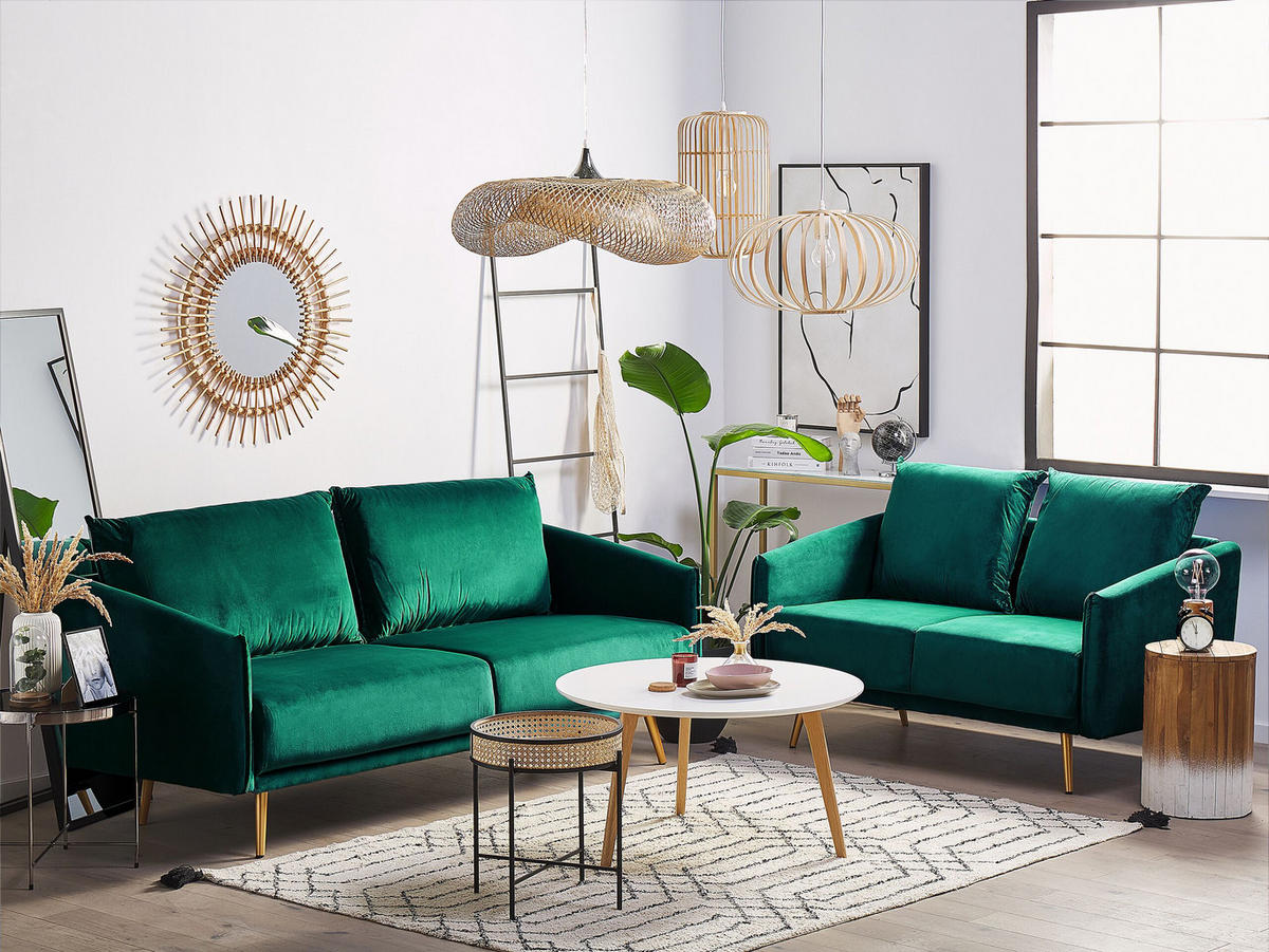 5-SITZER SOFA SET Samtstoff Grün Maura - Grün, Textil (185/83/78cm) - Beliani