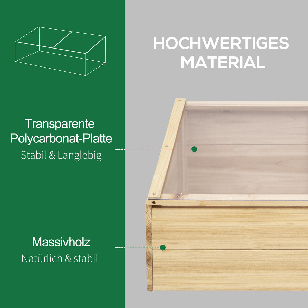 GEWÄCHSHAUS, Natur, Tanne, PC-Platte - Naturfarben, Holzwerkstoff (50/35/100cm) - Outsunny