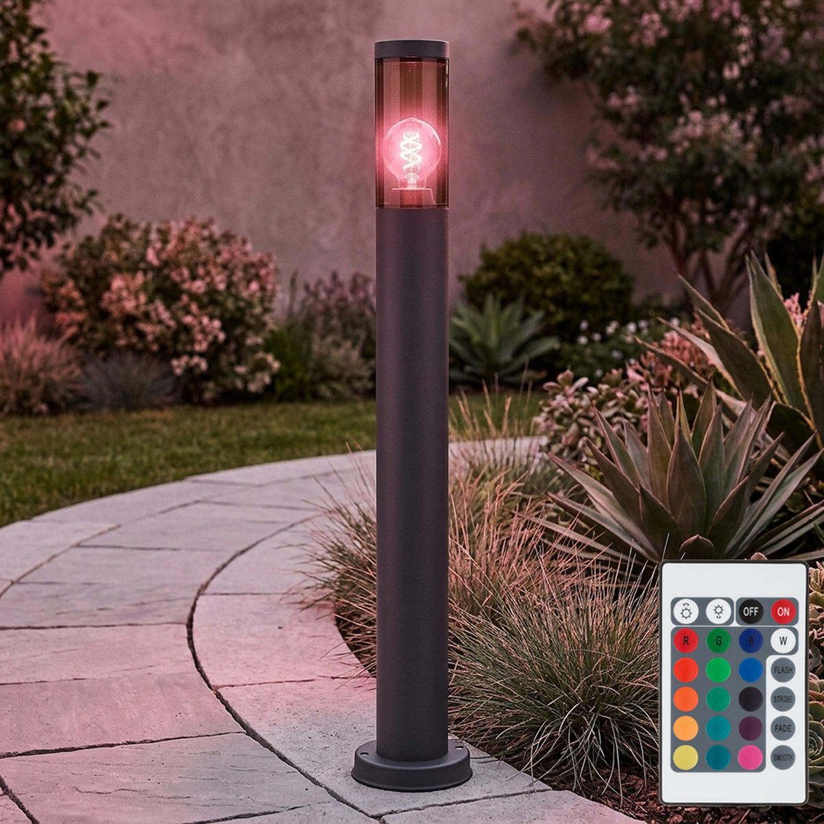 LED STEHLEUCHTE Edelstahl Anthrazit - Anthrazit, Metall (7.6/7.6/80cm) - Globo Lighting