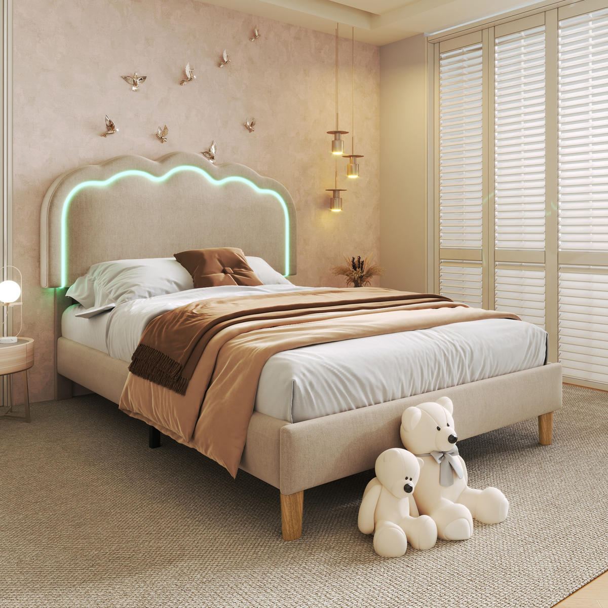 POLSTERBETT 90/190 cm in Beige Samt mit Lattenrost - Beige, Holz/Textil (90/190cm) - KOMHTOM