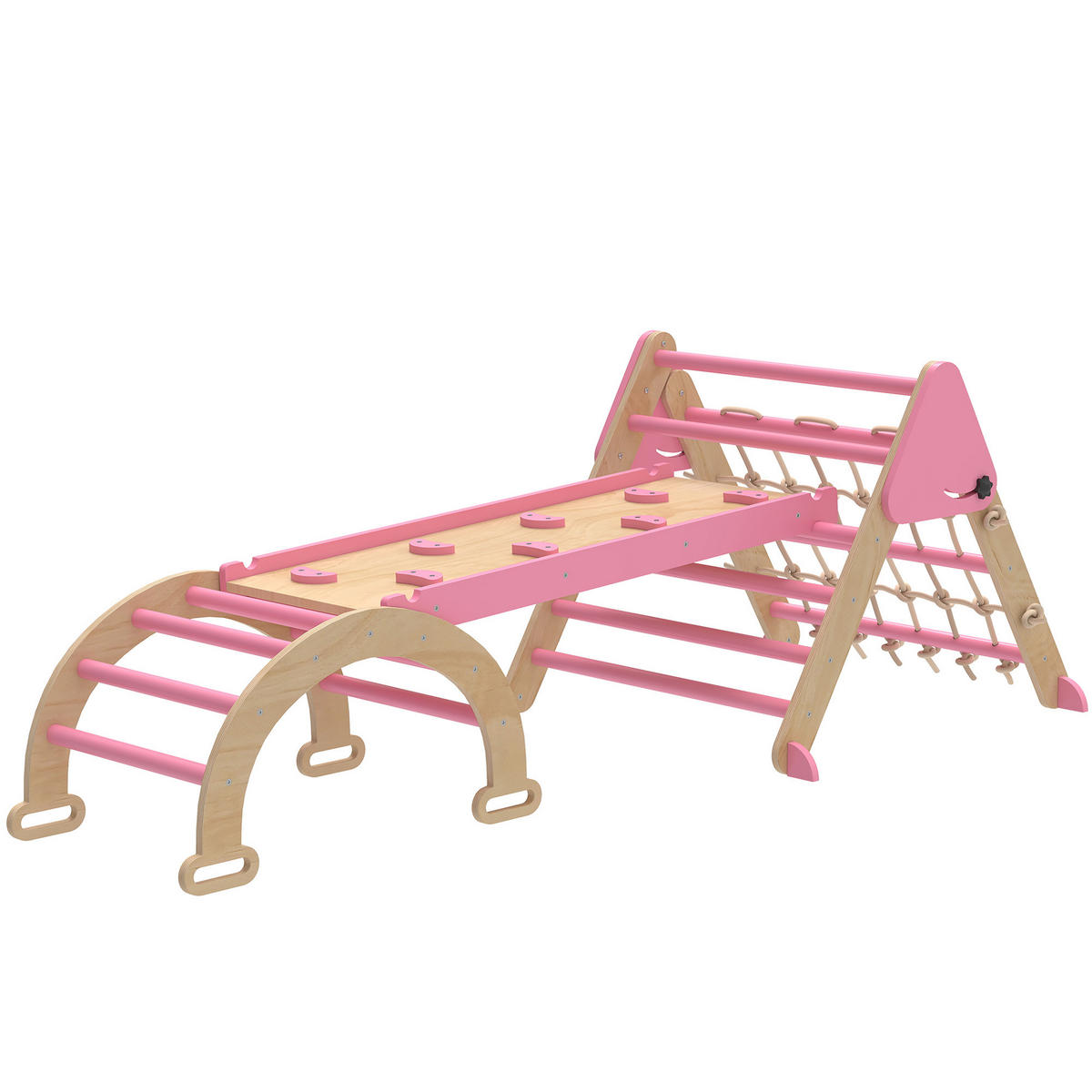 KLETTERDREIECK DE-18395 8-in-1 mit Rampe, Bogen & Leiter Pink - Pink, Holzwerkstoff (74.5/191.5cm) - ComfortXL