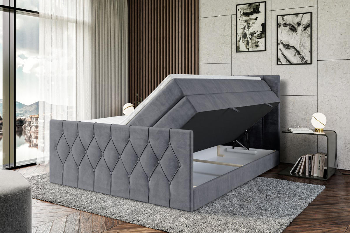 BOXSPRINGBETT VELANTO-Z KING - 120 x 200 - H3/H4 - Dunkelgrau - Dunkelgrau, Holzwerkstoff (120/200cm) - ALTDECOR