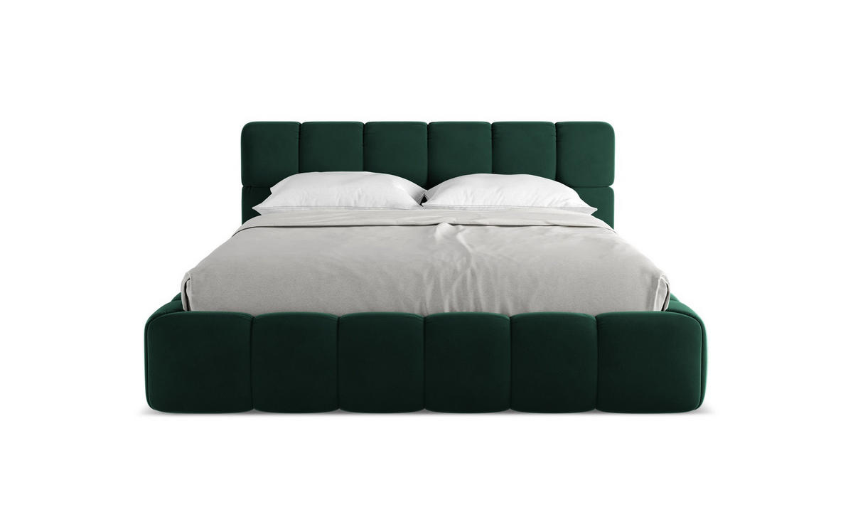 POLSTERBETT mit Bettkasten und Lattenrost 180x228 Grün - Dunkelgrün/Schwarz, Kunststoff/Textil (160/200cm) - Makamii