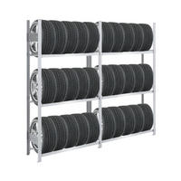 REIFENREGAL TIRE PRO 2er-Set für insgesamt 24 Reifen 3 Ebenen 150kg Fachlast pro Ebene Verzinkt - Silberfarben, Metall (200/200/43cm) - PROREGAL