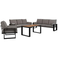 GARTENMÖBEL-SET ELBA: 1x Tisch, 2x Sofa, 1x Sessel - Grau - Grau, Textil - MKS