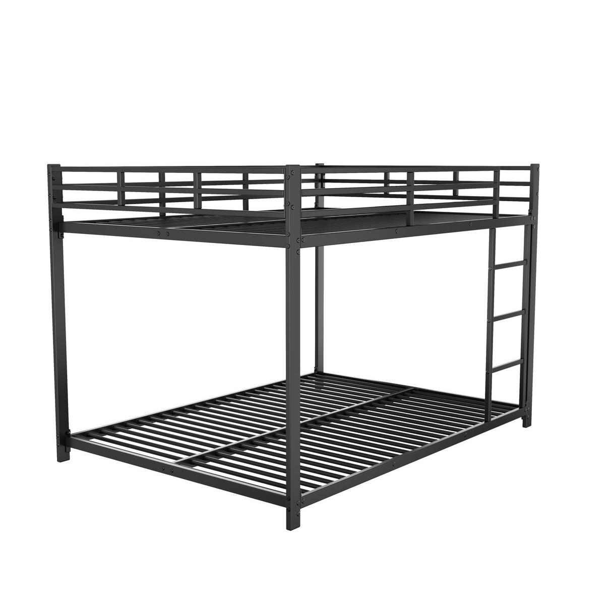 ETAGENBETT 140/200 cm aus Metall mit Sicherheitsleisten und Lattenrosten, platzsparend, Schwarz - Schwarz, Metall (140/200cm) - Redom