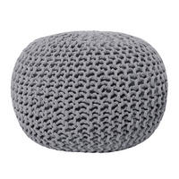 POUF Conrad 50/50/35 cm - Grau, Naturmaterialen/Textil (50/35/50cm) - Beliani