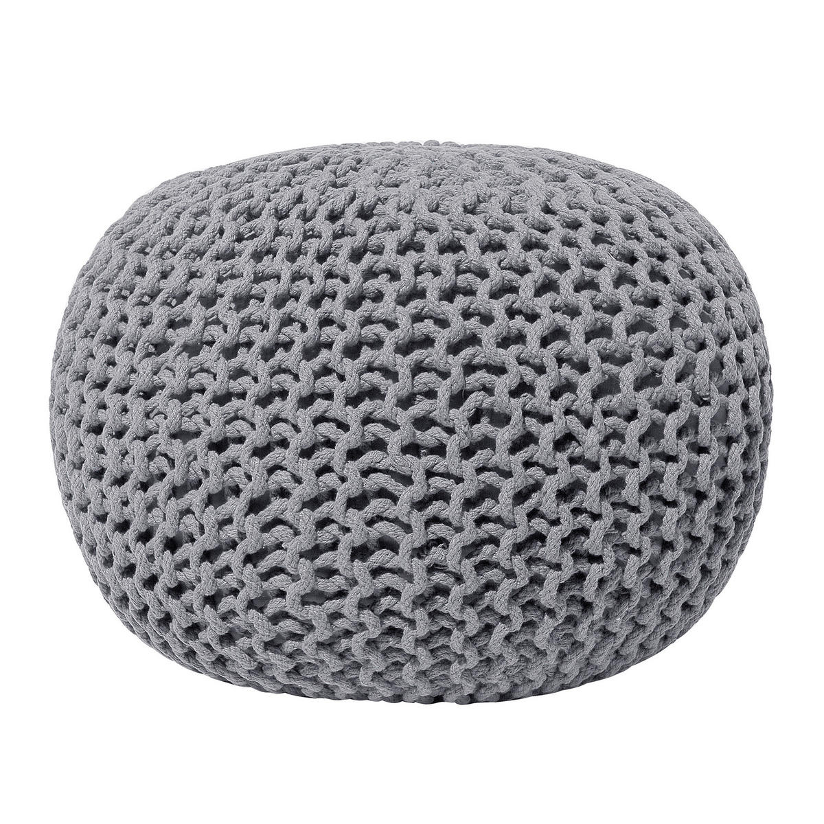 POUF Conrad 50/50/35 cm - Grau, Naturmaterialen/Textil (50/35/50cm) - Beliani