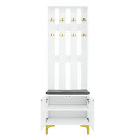 GARDEROBE mit Push-to-open System verstellbaren Regalen gedämpften Scharnieren - Goldfarben/Weiß, Holzwerkstoff/Metall (60.5/180.5/35.2cm) - EVRYAE