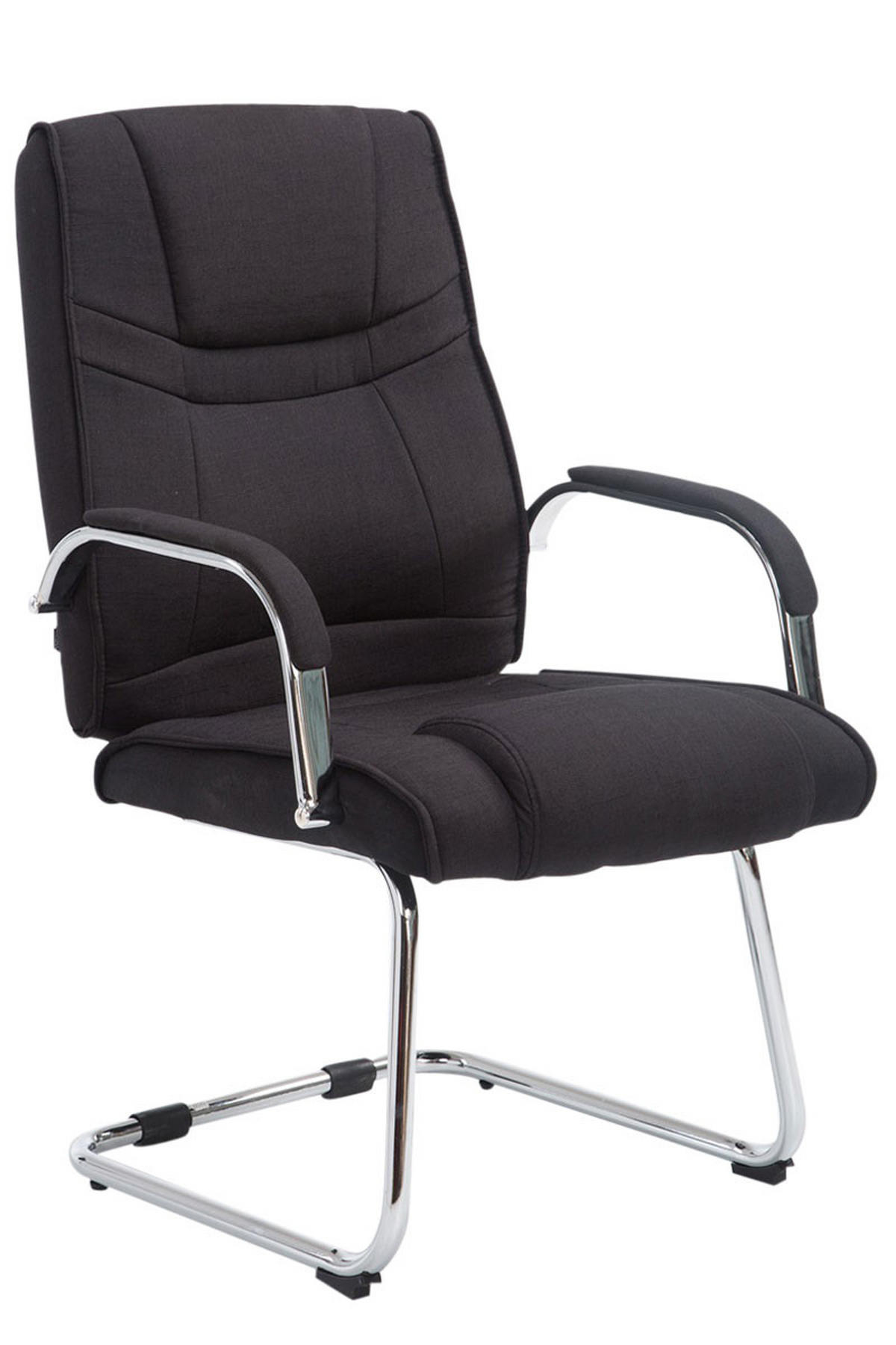 BESUCHERSTUHL Delhi Stoff Schwarz Konferenzstuhl Bürostuhl - Schwarz, Textil (60/104/67cm) - DELUKE