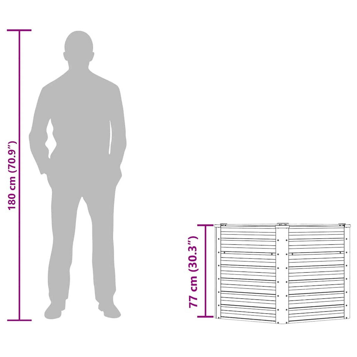 HOCHBEET 129/129/77 cm, aus Verzinkter Stahl, Grau - Grau, Metall (129/77/129cm) - vidaXL