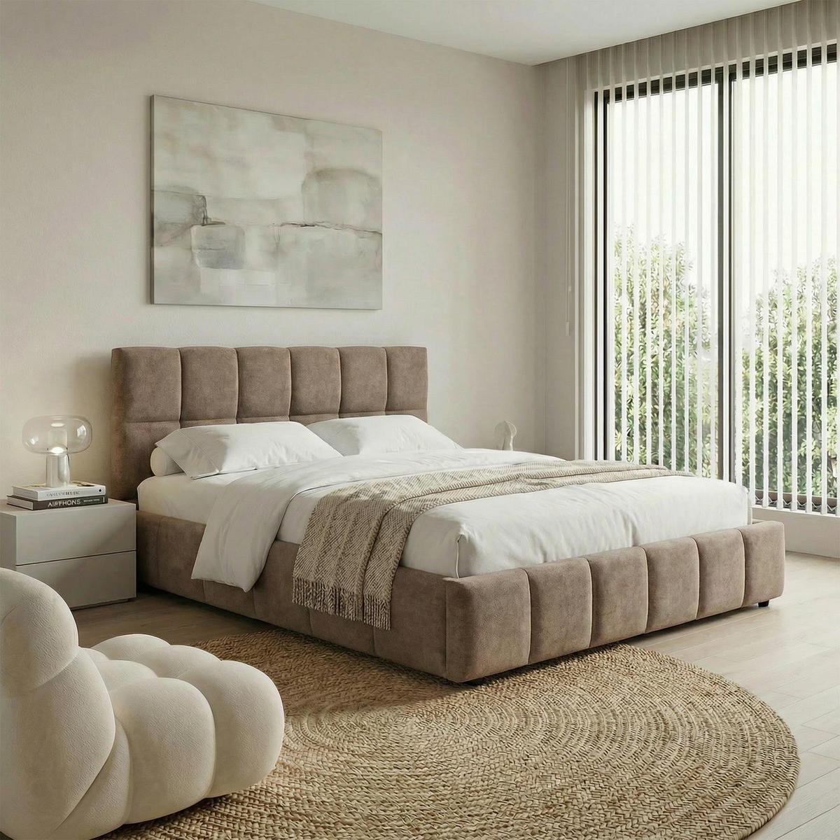 POLSTERBETT EMILIA 180x200 cm braun - Braun, Textil (180/200cm) - IDIMEX