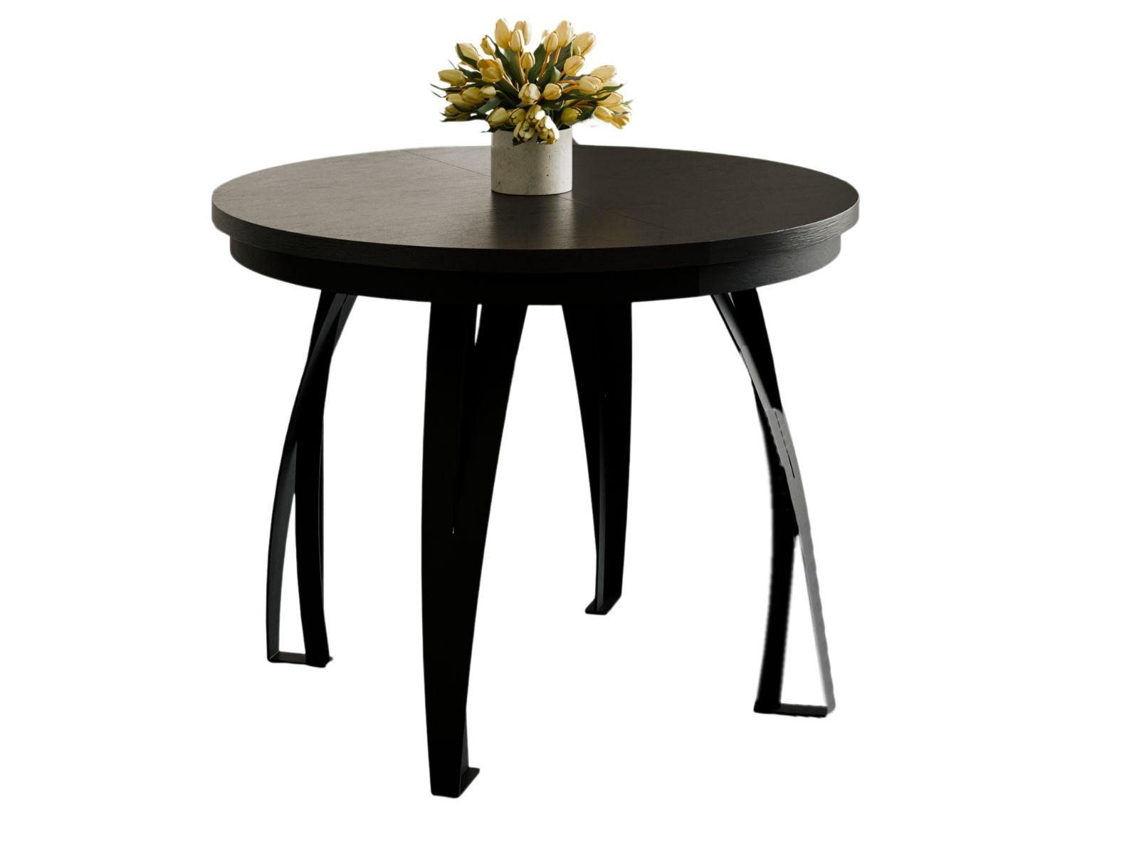 ESSTISCH ausziehbar Ø 100 LUGOS Schwarz Holz - Schwarz, Holzwerkstoff (100/100/77cm) - Compleo24