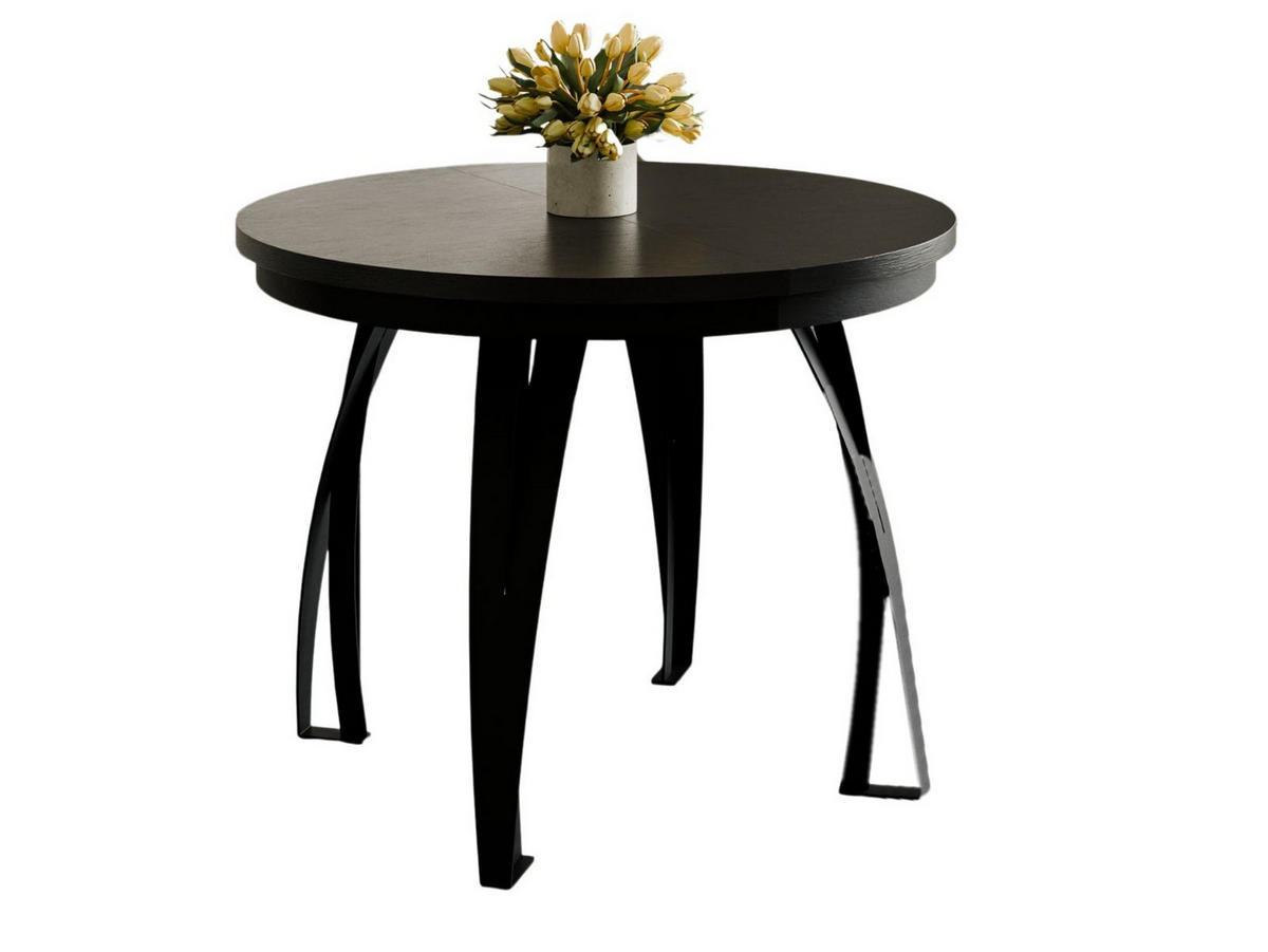 ESSTISCH ausziehbar Ø 100 LUGOS Schwarz Holz - Schwarz, Holzwerkstoff (100/100/77cm) - Compleo24