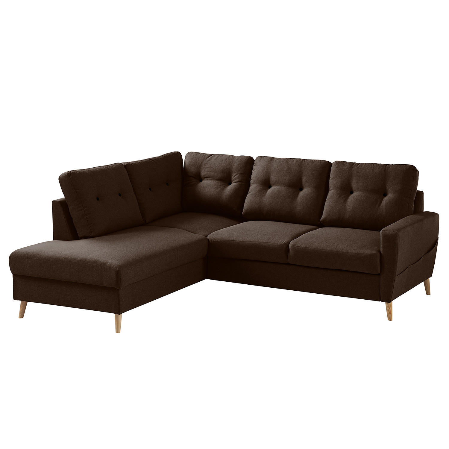 ECKSOFA mit Ottomane - Webstoff - Hellbraun/Dunkelbraun, Textil (230/200cm) - home24