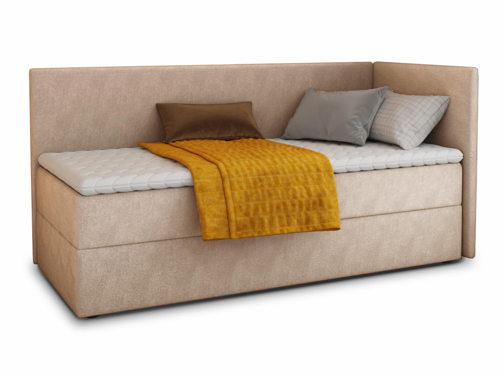 BOXBETT Flame - 80x200 - beige (Paros 02, Velvet - Paros) - Beige/Schwarz, Holz/Holzwerkstoff (80/200cm) - Sofnet