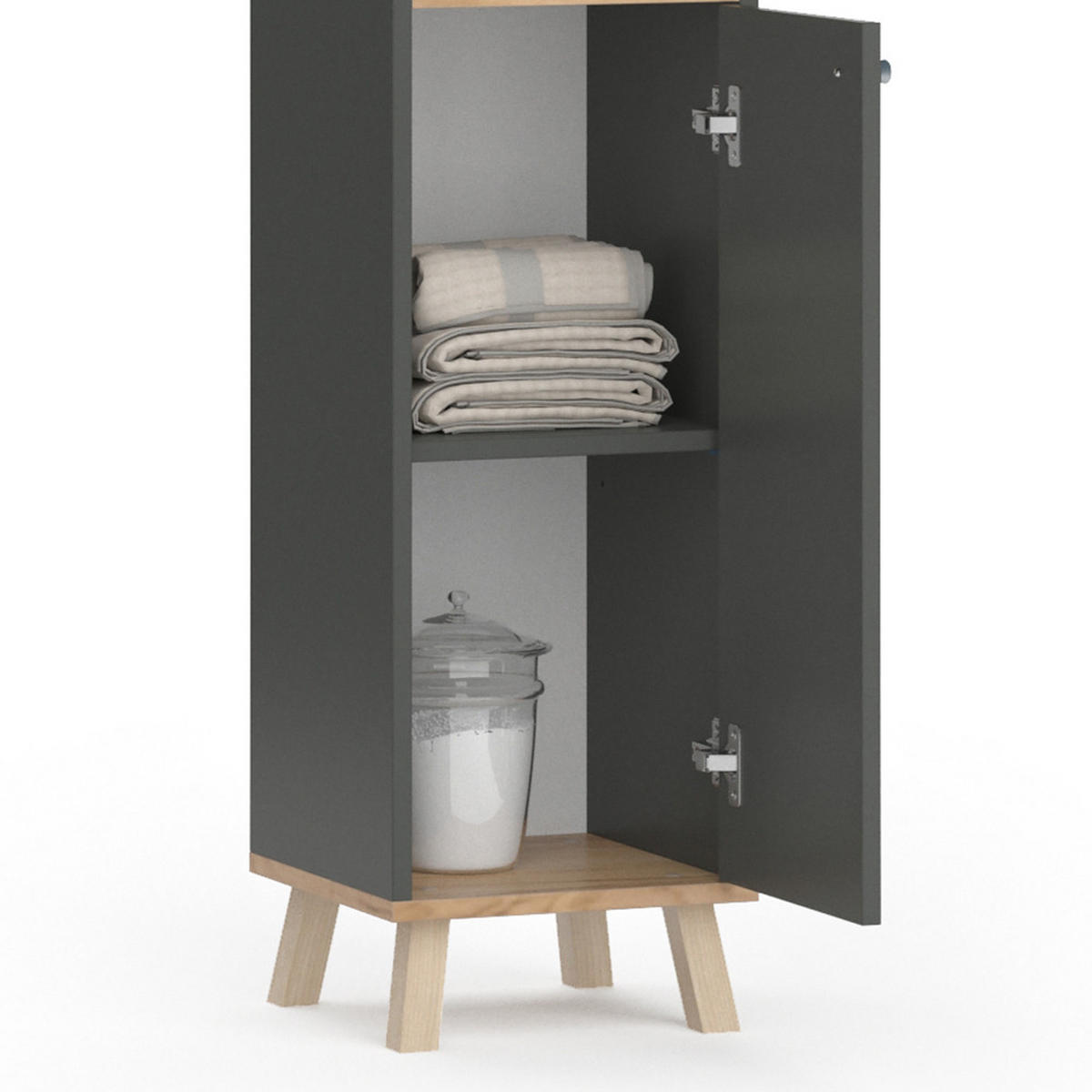 BADMÖBEL-SET Senyo Anthrazit 5 Teile, mit Regalen - Honigeiche/Anthrazit, Holzwerkstoff (62/54/32cm) - Vicco