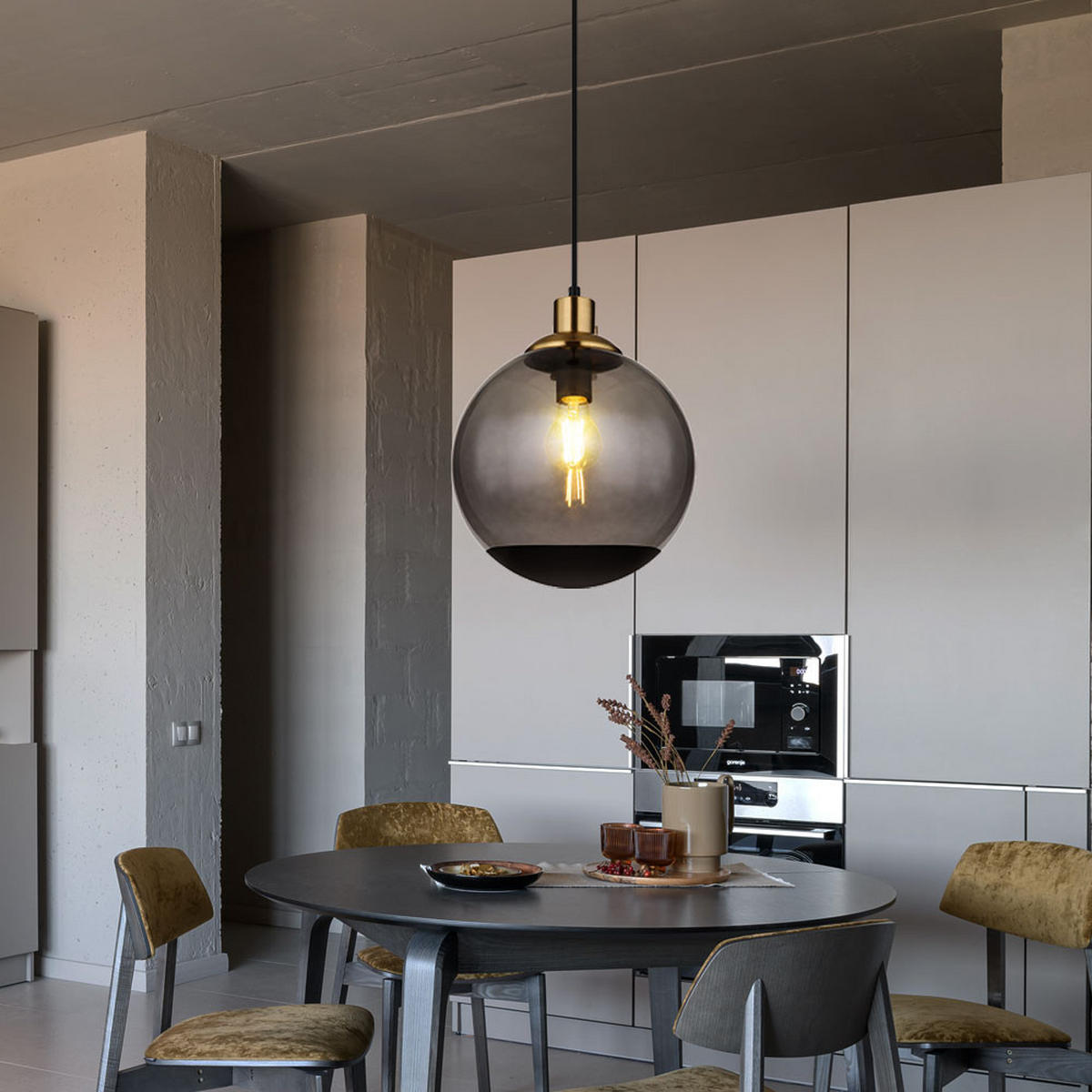 HÄNGELEUCHTE Metall Schwarz Glas - Schwarz, Glas (25/25/120cm) - Globo Lighting