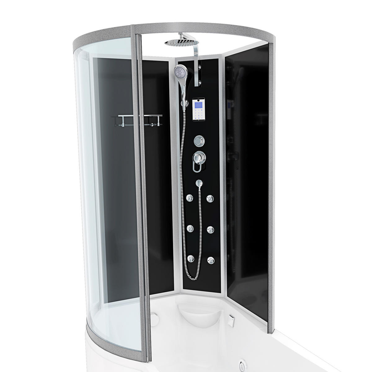 WHIRLPOOL Wanne Duschkabine sw K50-R31-WP-EC 100x1 - Schwarz, Glas/Kunststoff (170/225/98cm) - AcquaVapore by Sandra Jentho