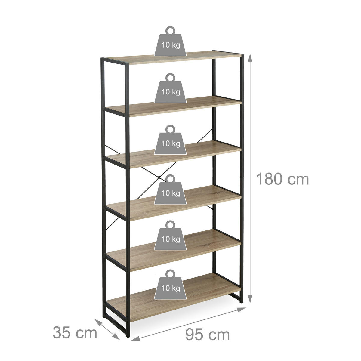 STANDREGAL - Multicolor, Holzwerkstoff/Papier (95/180/35cm) - Relaxdays