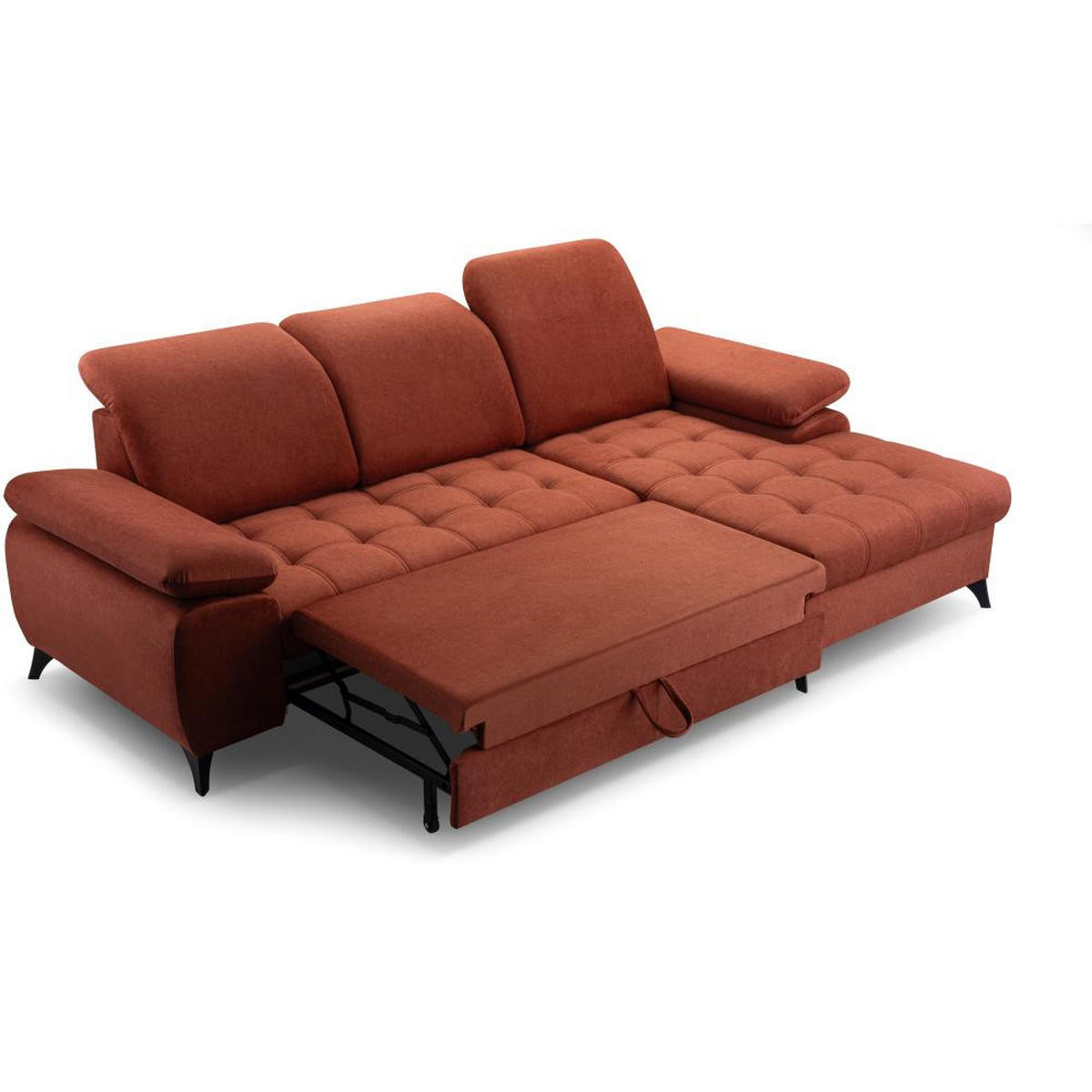 ECKSCHLAFSOFA Bello dunkelblau rechts - Schwarz/Dunkelblau, Textil (265/156cm) - Beautysofa