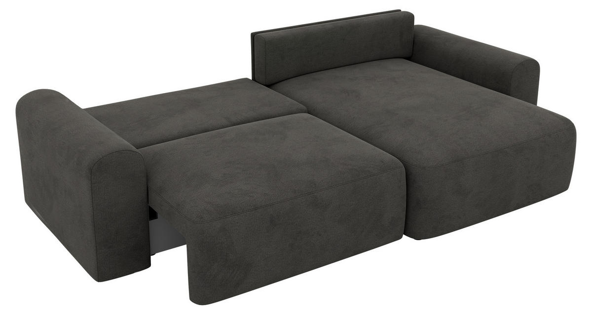 ECKSOFA NEKSON L - Dunkelgrau Velvet - Dunkelgrau/Schwarz, Kunststoff/Textil (274/152cm) - MKS