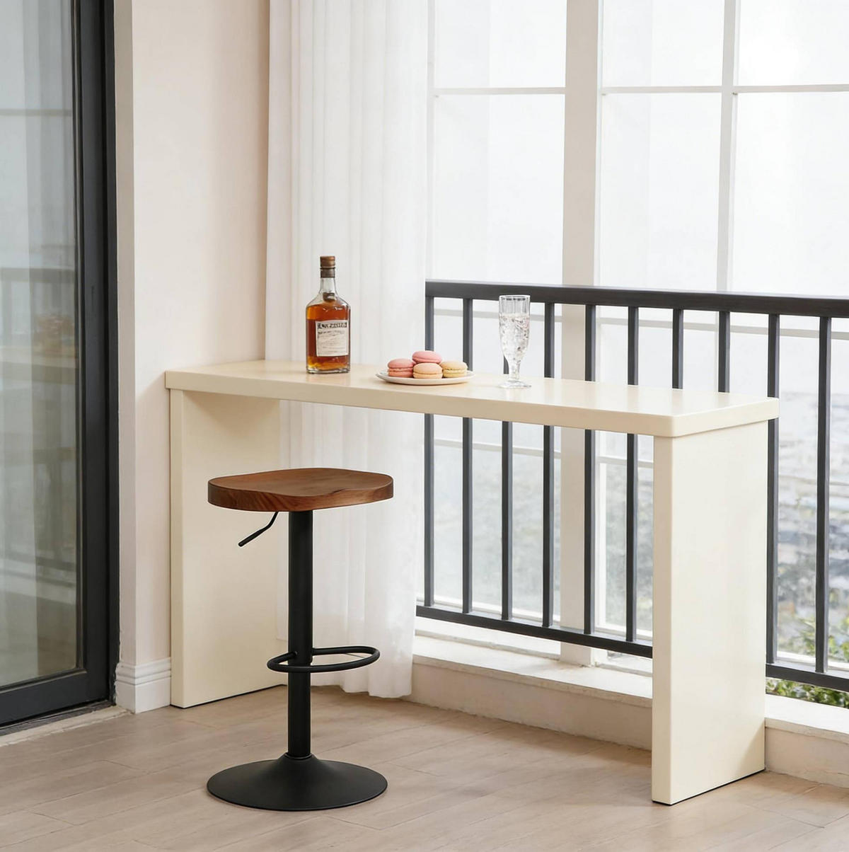 BARHOCKER drehbar höhenverstellbar 60-81 cm Massivholz Braun - Braun, Metall (31.5/81/41.5cm) - Meubliv