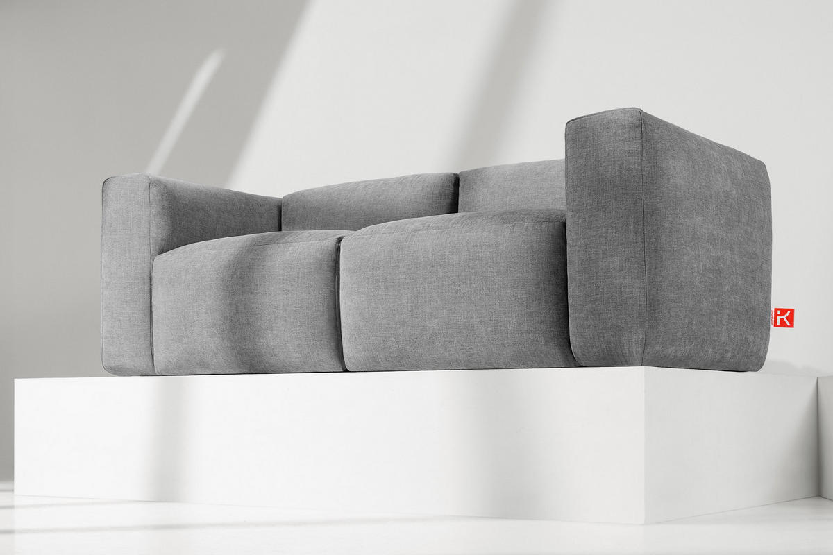 2-SITZER-MODULSOFA BUFFO mit extrem weicher und bequemer Sitzfläche, Gewebestoff, hell aschfahl - Hellgrau/Grau, Textil (210/73/96cm) - KONSIMO®