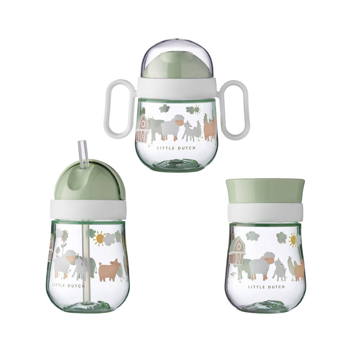 TRINKLERNBECHER Mio Little Farm 3er Set - Grün, Kunststoff (0.001L) - Mepal