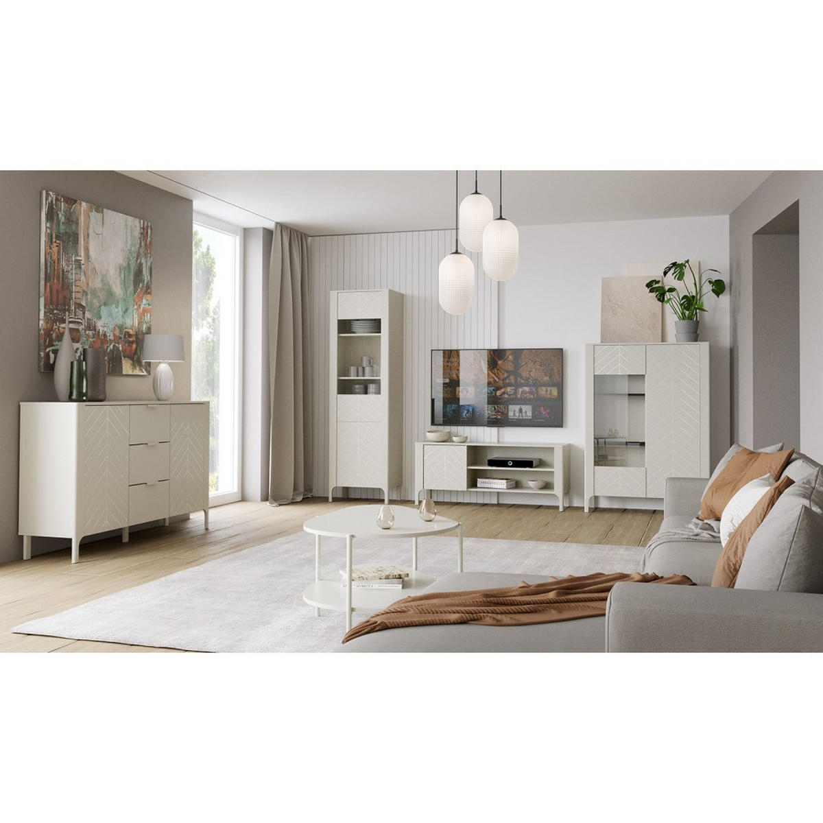 SIDEBOARD Lume mit 3 Schubladen und 2 Türen, kaschmir - Kaschmir, Holzwerkstoff/Metall (153/95/40.5cm) - Beautysofa
