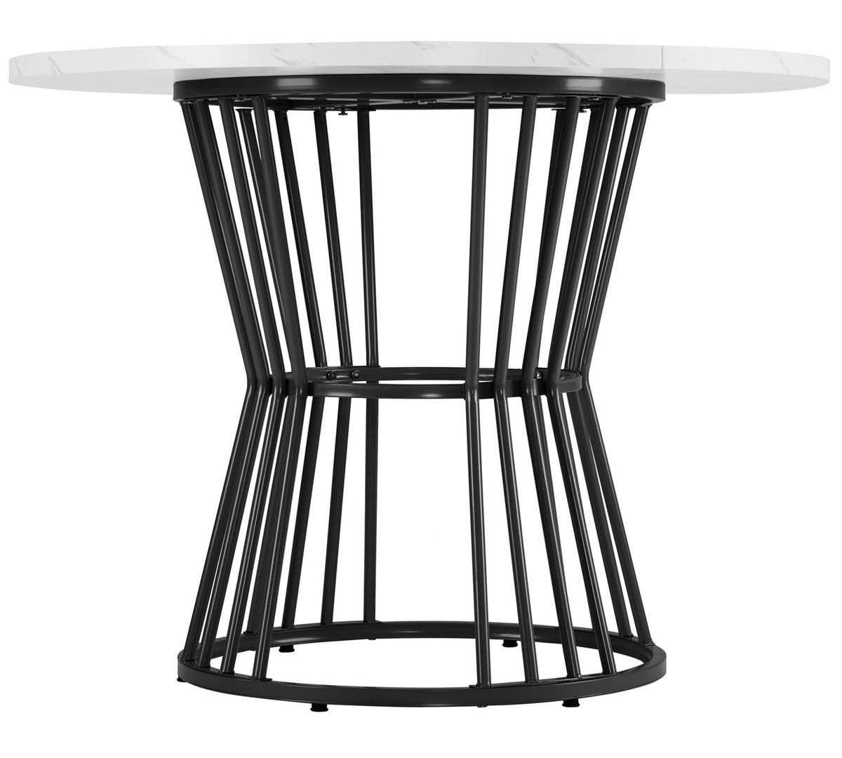 ESSTISCH 100x100x75 cm in Weiß und Schwarz aus MDF mit Marmormuster auf schwarzem Metallgestell - Schwarz, Holzwerkstoff (100/100/75cm) - Modfu