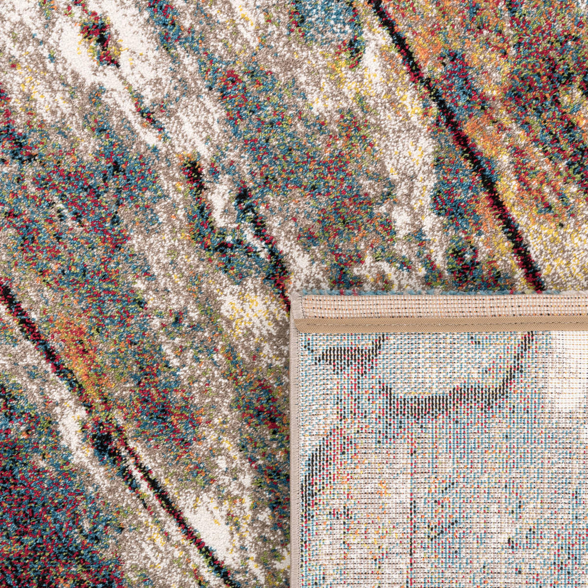 KURZFLORTEPPICH, in Holzdielen-Optik, Mehrfarbig, 120 x 170 cm - Multicolor, Textil (120/170cm) - KADIMA DESIGN