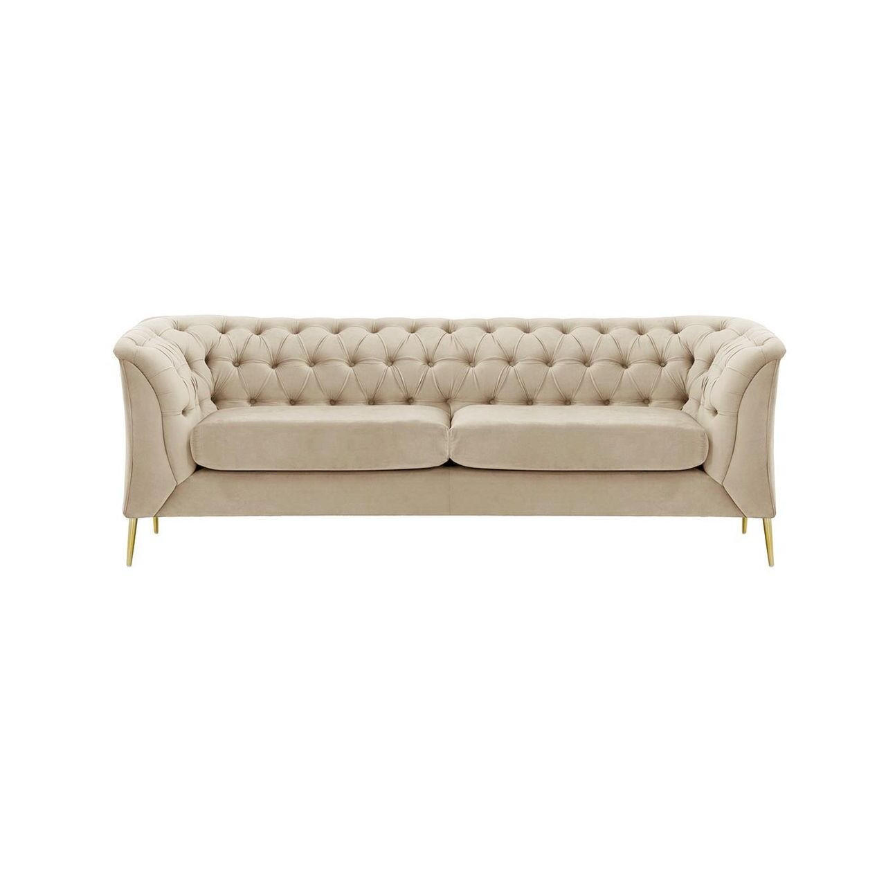 2,5-SITZER-SOFA Chesterfield Modern-Velluto 2 - Creme, Holz/Textil (209/74/80cm)