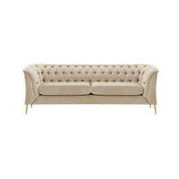 2,5-SITZER-SOFA Chesterfield Modern-Velluto 2 - Creme, Holz/Textil (209/74/80cm)
