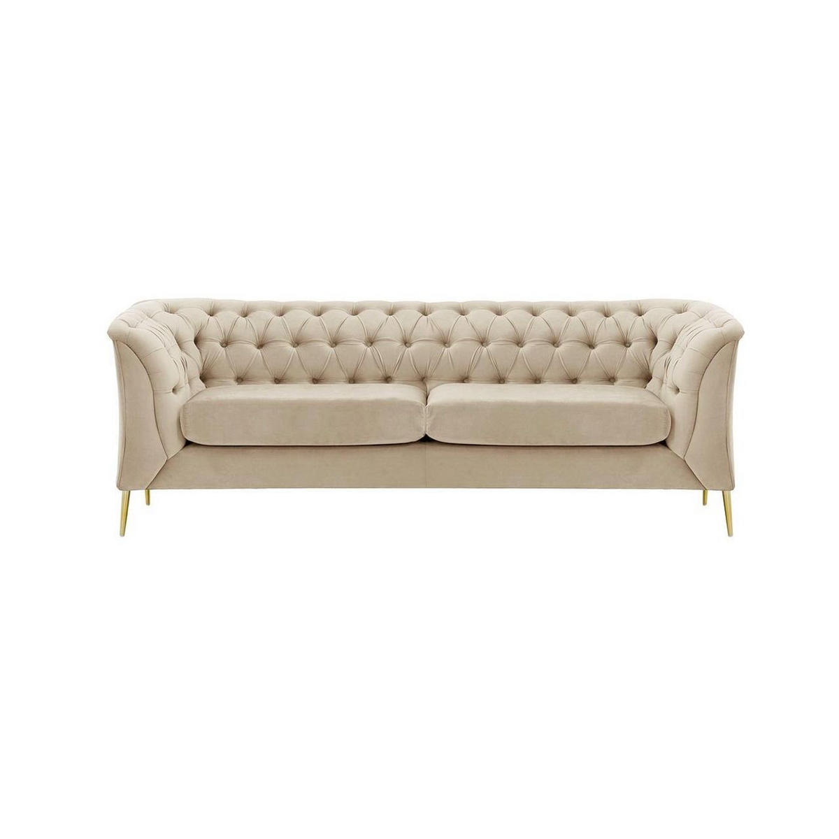 2,5-SITZER-SOFA Chesterfield Modern-Velluto 2 - Creme, Holz/Textil (209/74/80cm)