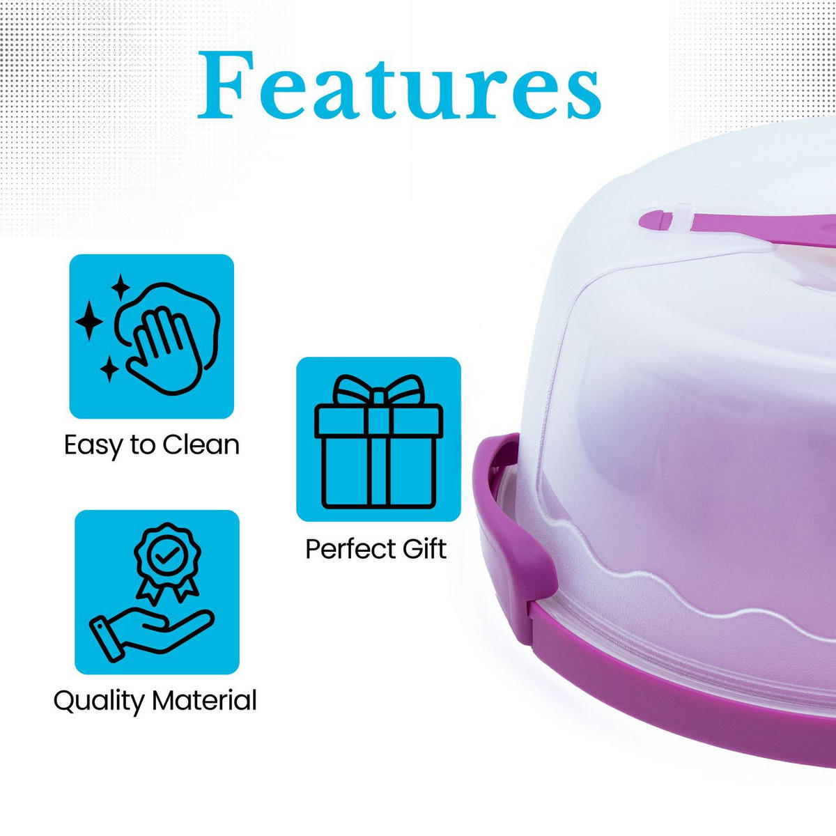 KUCHENTRANSPORTBOX Kuchenbehälter 29.8/28.8/13.2 cm - Lila, Kunststoff (28.8/13.2/29.8cm) - Intirilife