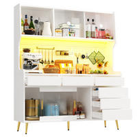 BUFFET 145/39/171 cm weiß aus MDF und Glas mit LED - Weiß, Holzwerkstoff (145/171/39cm) - OKWISH