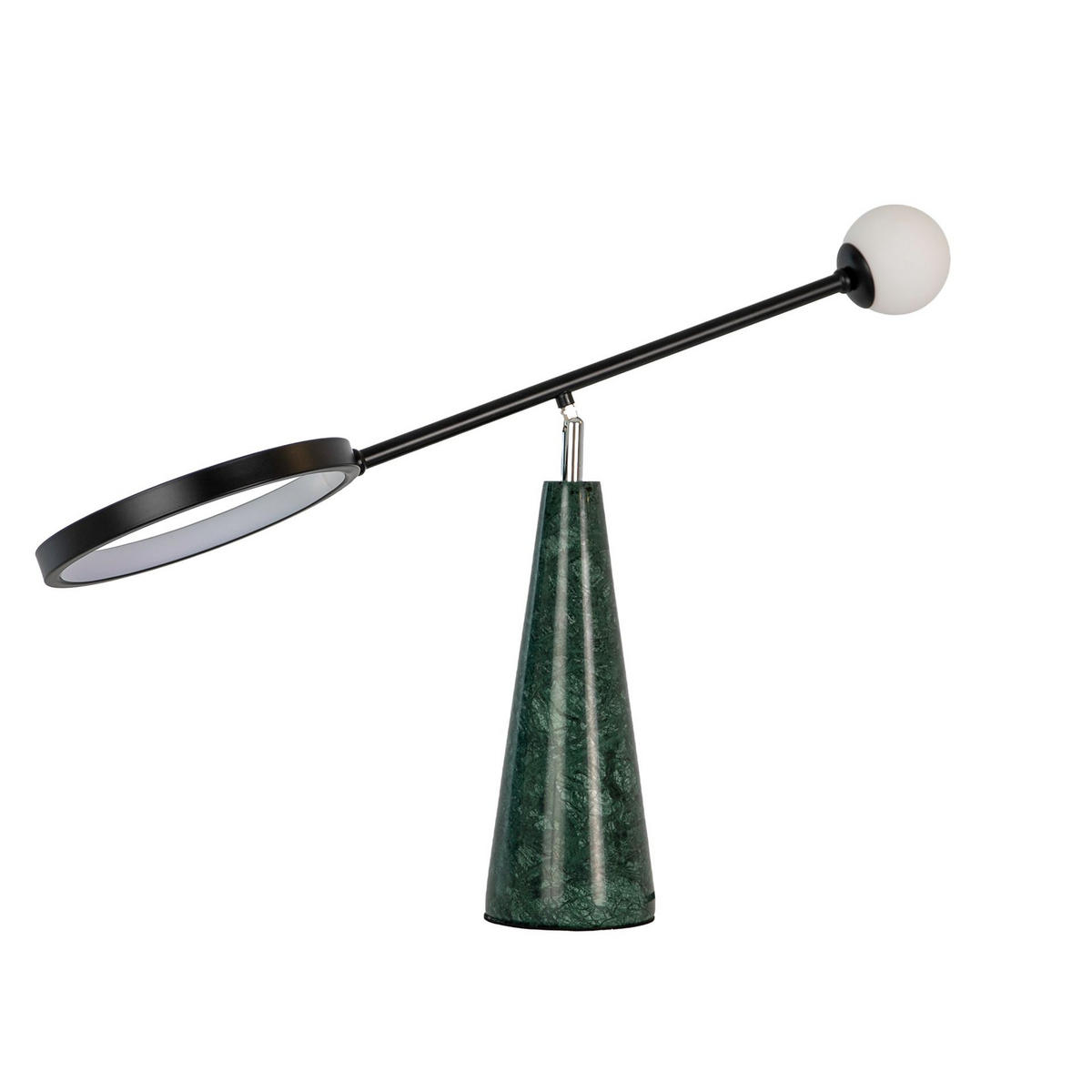 TISCHLEUCHTE aus schwarzem Stahl und Keramikmarmor 70/22/50 cm - Dunkelgrün, Keramik (22/70/50cm) - The Lumine