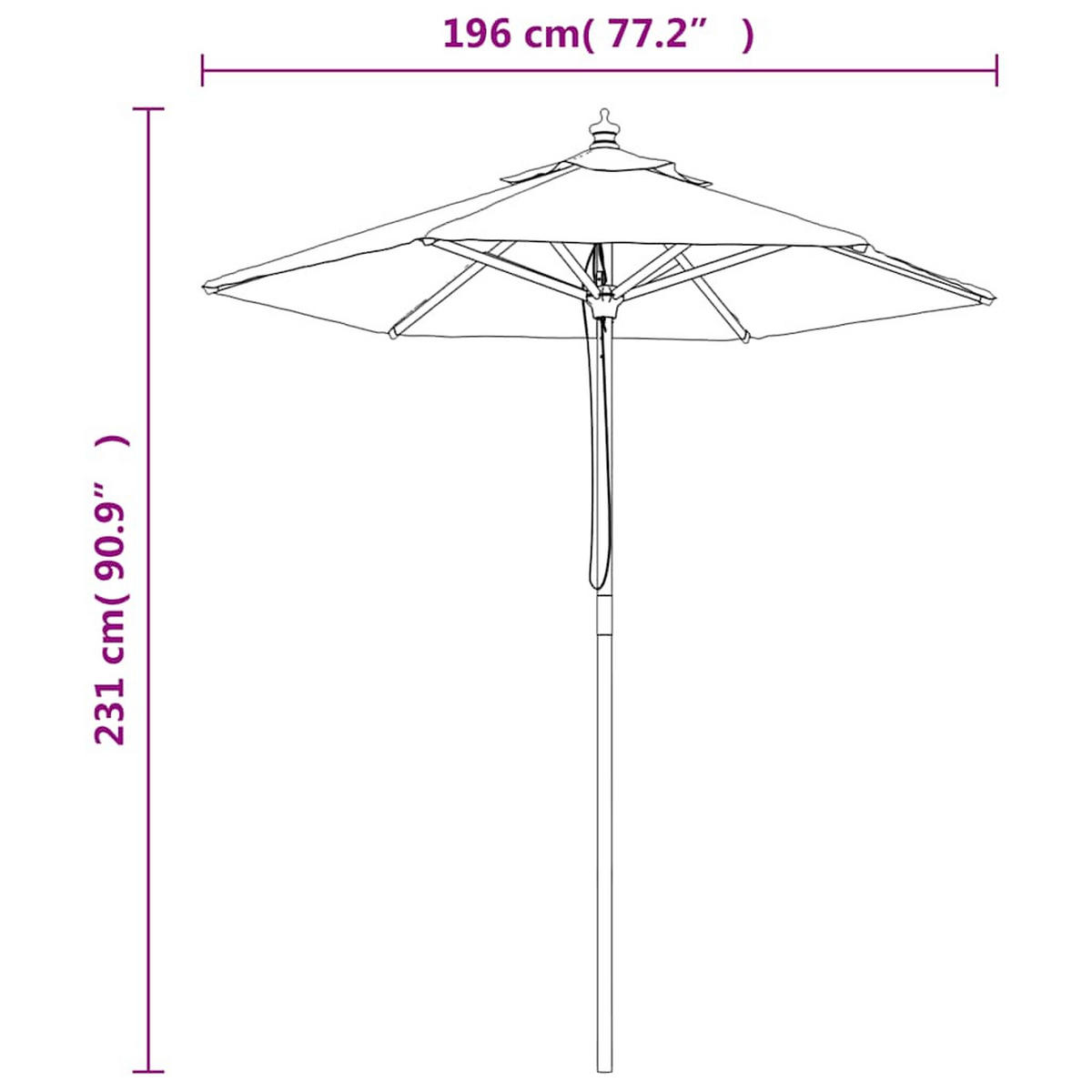 SONNENSCHIRM Mit Holzmast Sandfarben 196/231 Cm - Weiß, Holz (196/196cm) - vidaXL